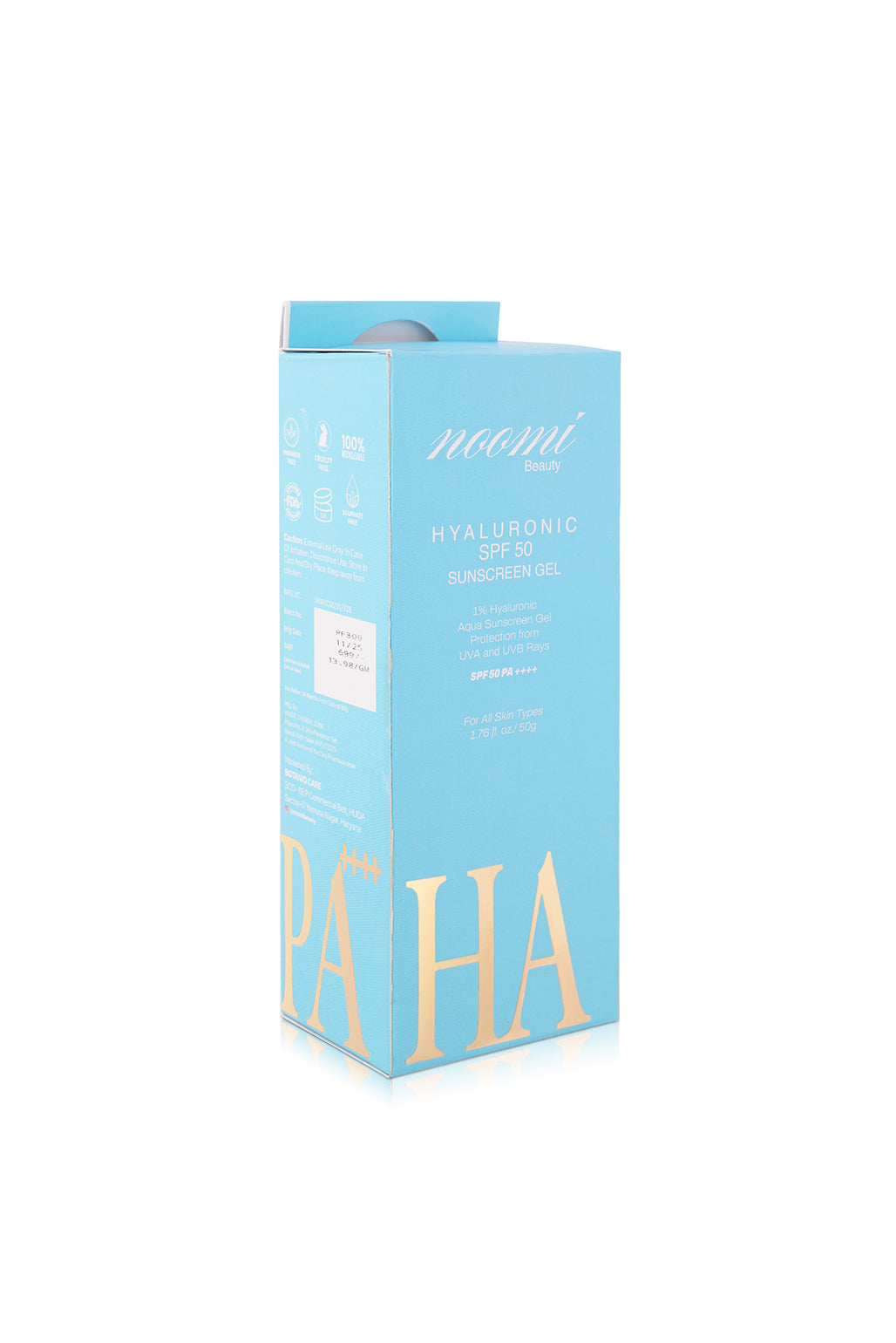 1% Hyaluronic Aqua Sunscreen Gel Broad-Spectrum UVA & UVB Protection SPF 50 PA++++ | Lightweight Aqua Gel