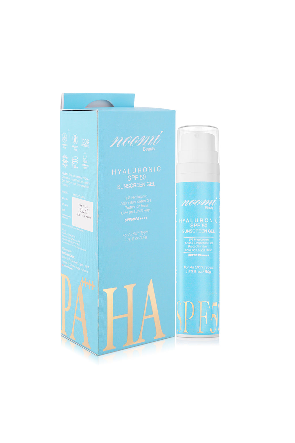 1% Hyaluronic Aqua Sunscreen Gel Broad-Spectrum UVA & UVB Protection SPF 50 PA++++ | Lightweight Aqua Gel